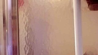 Blonde and beautiful skin MOM gets wet in showe