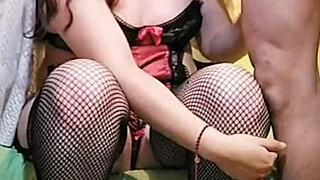 Hermosa prostitute in lingerie seduces old man for cash