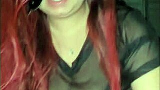 Taste of a brunette's red pierced breasts