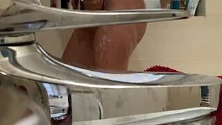 Natural tits shake due to a hot shower orgasm scene