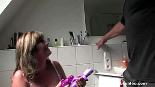 German milf goes hardcore in bathroom