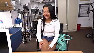 Petite Brunette Toys with Massive Black Cock at Fake Interview