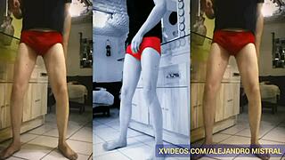 Big cock maduro delgado in red underwear
