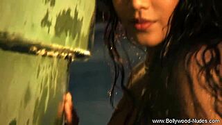 Asian cutie gets naked and teases in the river