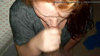 A messy facial is given to amateur redhead in a bar