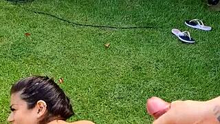 Luana Kazaki’s big ass is on display in an outdoor fuck fes