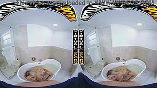 VR porn scene with blonde PAWG Kali Roses in bathtub