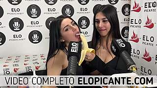 Mielcita and almond eat banana with cream and swallow it