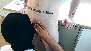 Gay blowjob and standing sex with a horny doctor