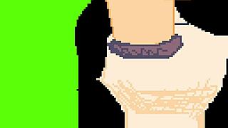Hentai blowjob with a big cock in a pixel art animation