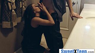 Natural tits bounce during passionate sex with a teen