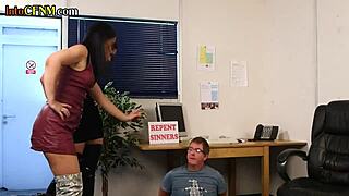 Beautiful women dominate and pleasure a man in a group CfnM scene