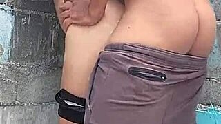 I pinned my brunette neighbor against the wall for a quick romp.