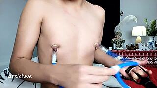 Gay man sucks nipples of his Spanish client