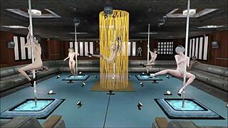 Sultry anime vixens dance in Fallout 4 environment