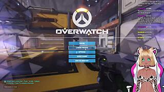Lewdneko, a popular Vtuber, plays Overwatch and gets spanked in a live stream