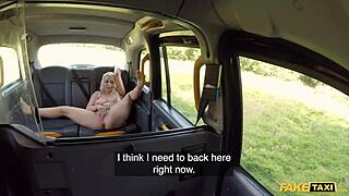 Fake Taxi British blonde Candy Banks shows flexibility bent over in backseat with big cock action.