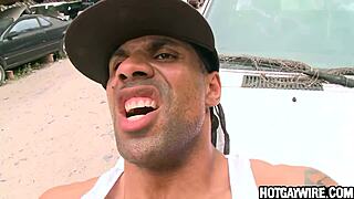 Blond guy has rough sex with black thug in gay amateur video