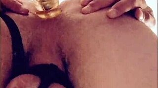 Young sissy stretches his hole with homemade dildo toy