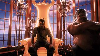 A monarch with a naive character in a 3D animated porn film