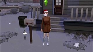 Beautiful redhead's solo play in the cold winter of Whimville