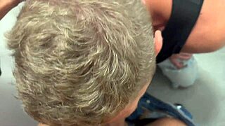 Gay men have rough sex in public restroom