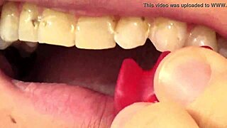 Fifi Foxx’s mouthful of gummy bears in a close-up vore scene