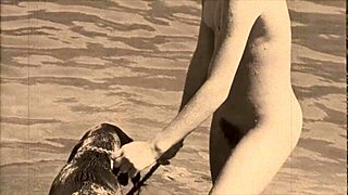 Outdoor fun with a taboo brunette and her furry friend