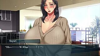 Visual novel and anime style game with MILF in the changeroom scene