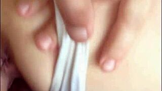 French amateur in satin panties gets fucked in POV