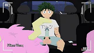 Ashido Mina in a rough and animated car sex scene
