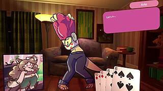Furry girls strip as the poker game heats up