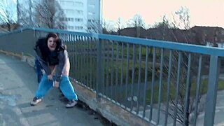 Public exhibitionism: Naughty striptease and piss in the street