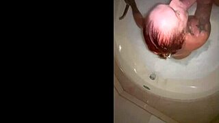 Tanned redhead gets a facial after a steamy blowjob