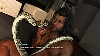 Big tits anime in hot brunette costume in PC gameplay