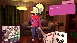 Furry girls strip as the poker game heats up