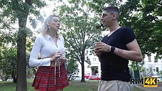 Gay guy gets rim job from nerdy blonde
