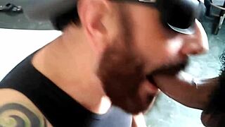 Interracial gay couple enjoys hot sex scene with cumming on face