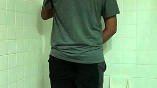 Alan Prasad strips in bathroom for hot solo cumshot wank