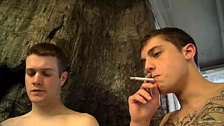Young gay Chris Porter's anal scene after smoking and blowjob