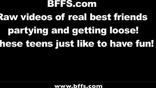 Beautiful teenage friends have a hot group sex in a dance studio