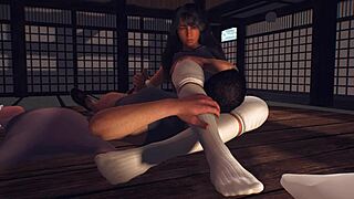 Big breasted femdom dominates during yoga class