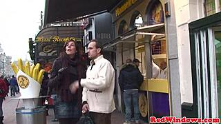 Amsterdam hooker gives a good blow job and gets fucked hard