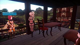 Sexy monster girl dances on Real Doll in Hentai game