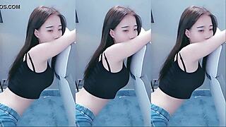 Pretty Asian girl performs sexy dance and shows her arousal