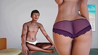 3D game with stepmom and sister's pussy play