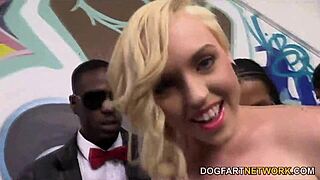 Miley May turns an interracial blowbang into a fuckfest