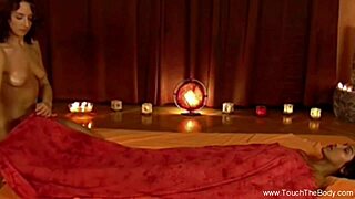 A sensual massage with oil for a couple with a gentle touch and arousal