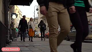 Jeny Smith's public miniskirt spin results in upskirt shots