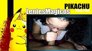 A 20-year-old schoolgirl with glasses teaches you how to suck and gives a titjob